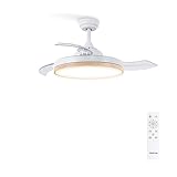 CREATE / WIND CLEAR/Ventilador de techo madera natural con luz regulable/Silencioso, motor DC...