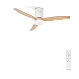 CREATE / WINDCALM/Ventilador techo con luz y mando, motor DC blanco aspas madera natural / 40W,...