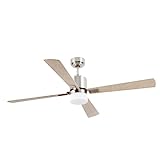 Faro Barcelona 33470 - PALK Ventilador de techo con luz Niquel satinado 4 palas diametro 1320...